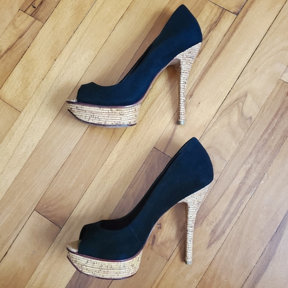 SCHUTZ Charlotte Suede Peep Toe Platform Pump, 40 - Picture 4 of 12